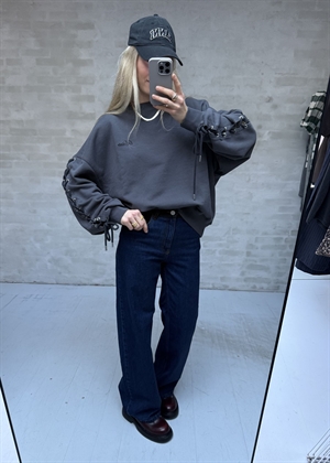 Sui lacing crewneck sweat Grey Pinstripe ROTATE By Birger Christensen